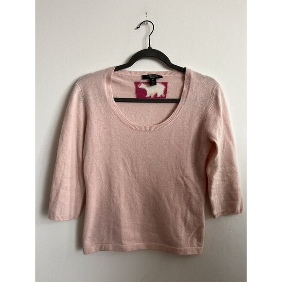 Weekend MaxMara 100 % Cashmere Pink Scoopneck Polar Bear Top Medium - Picture 2 of 12